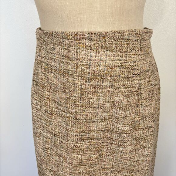 VTG Textured Two Piece Skirt Suit Set Beige Tan Career Work Wear Old Money - Picture 3 of 12
